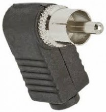 Conector RCA macho preto L plstico