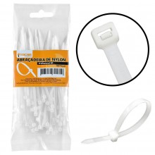 Abraadeira plstica 300 X 4,8MM  branca c/100  TOCHA