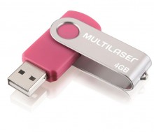Pen Drive 4G Twist rosa Multilaser