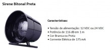 Sirene eletrnica mini preta 116db 2T